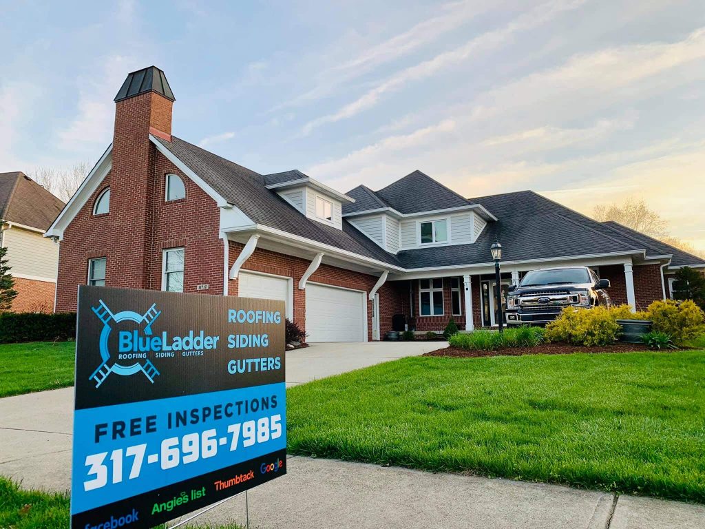 blue ladder gorgeous roof replacement